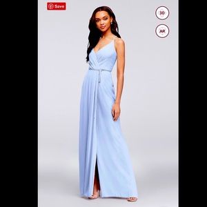 Double-Strap Long Georgette Bridesmaid Wrap Dress